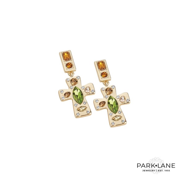 Park Lane “LUMEN” Gold Earrings with Green and Orange Accents - Picture 4 of 9